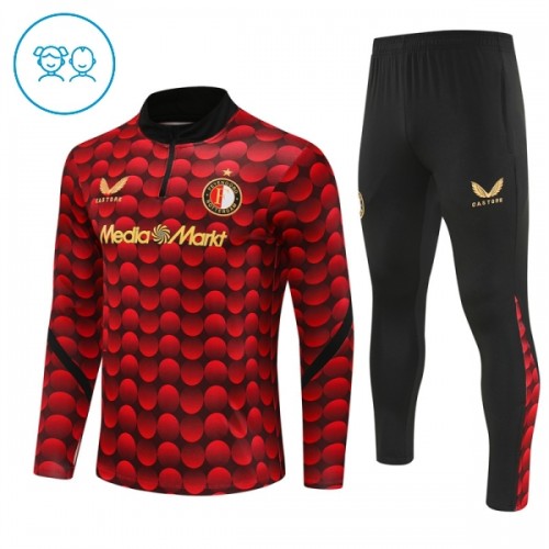 Feyenoord Rotterdam Rotterdam Quarter Zip Träningströja-set 2025-26 Röd - Barn Feyenoord Rotterdam Rotterdam Quarter Zip Träningströja-set 2025-26 Röd - Barn