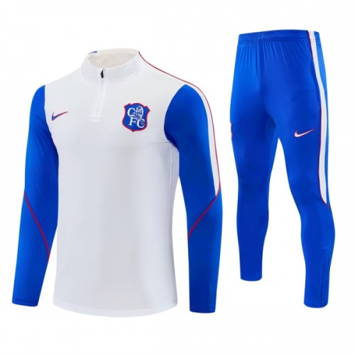 Chelsea Quarter Zip Träningströja-set 2026-27 Vit Chelsea Quarter Zip Träningströja-set 2026-27 Vit