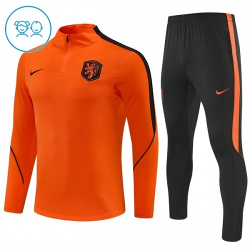 Nederländerna Quarter Zip Träningströja-set 2026-27 Orange - Barn Nederländerna Quarter Zip Träningströja-set 2026-27 Orange - Barn