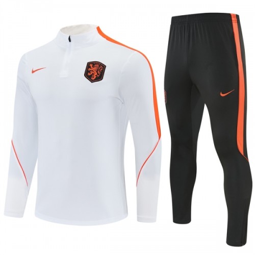 Nederländerna Quarter Zip Träningströja-set 2026-27 Vit Nederländerna Quarter Zip Träningströja-set 2026-27 Vit