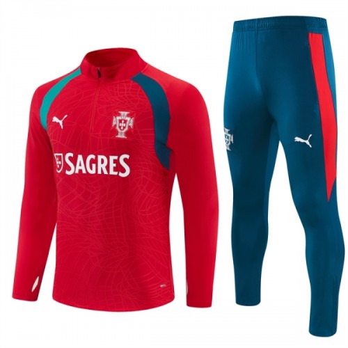 Portugal Quarter Zip Träningströja-set 2026-27 Röd Portugal Quarter Zip Träningströja-set 2026-27 Röd